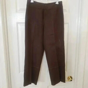 InWear Chocolate Brown Embroidered Linen Capri Pants
